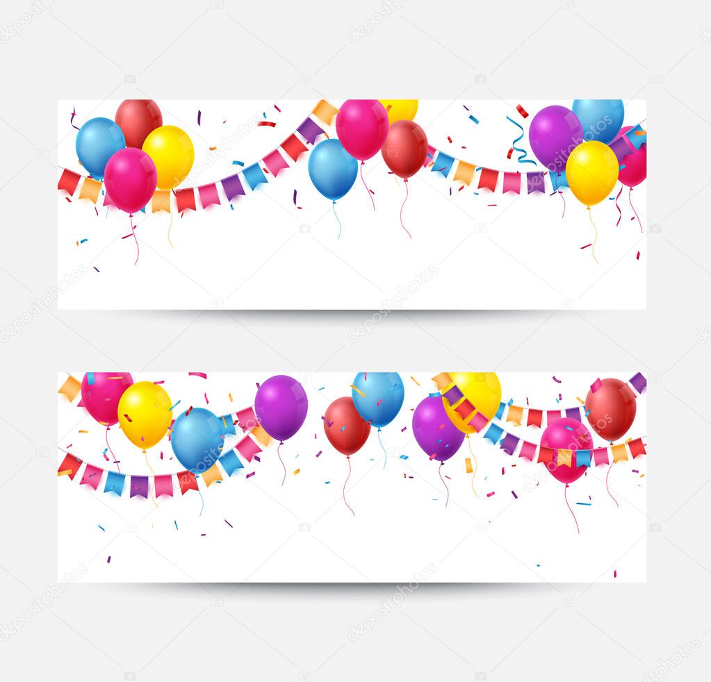 Colorful Birthday celebration banner with balloons