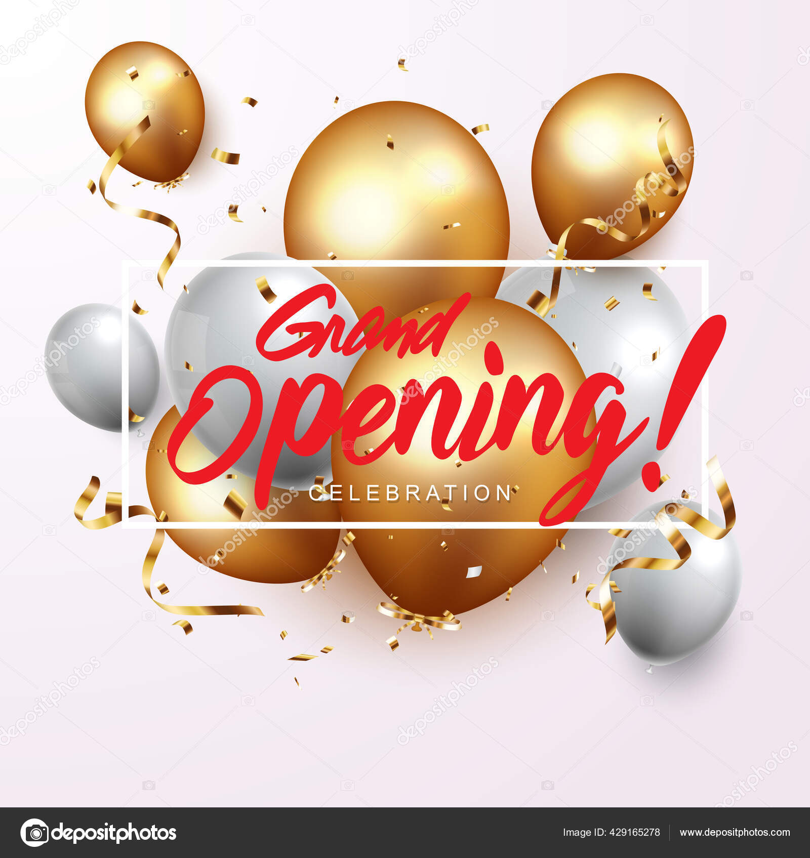 Grand opening ceremony with colorful balloons Vector Image