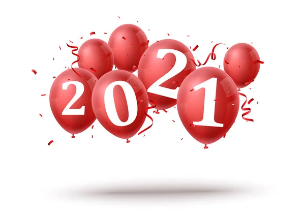 新年快乐 背景为红色气球 — 图库矢量图片