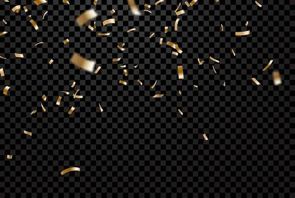 Gouden Confetti Achtergrond Geïsoleerd Transparante Achtergrond — Stockvector