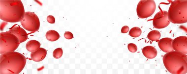 Kırmızı balon ve konfetiyle kutlama afişi