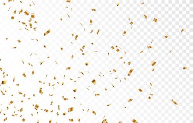 Şeffaf arkaplanda izole edilmiş Altın konfeti afişi