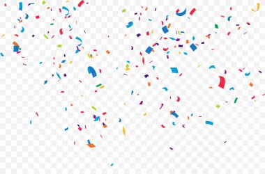 Renkli Konfeti kutlamalarının vektör illüstrasyonu şeffaf arkaplanda izole edildi