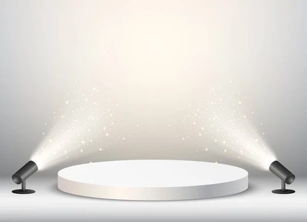 透明な背景で光のお祝いと勝者表彰台のベクトルイラスト — ストックベクタ