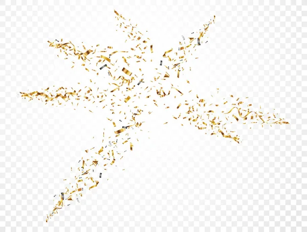 Vector Illustratie Van Gold Confetti Explosiebanner Geïsoleerd Transparante Achtergrond — Stockvector