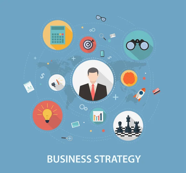 Estratégia de negócios em design de estilo plano — Vetor de Stock