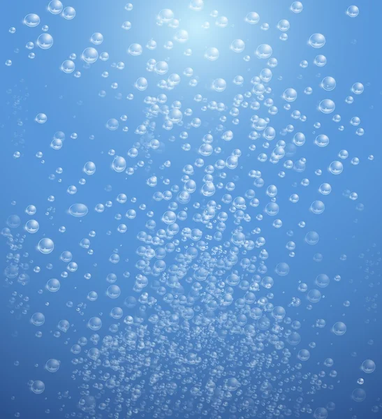 Water zeepbel op blauwe achtergrond — Stockvector