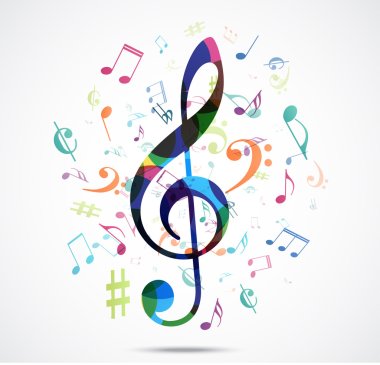 Abstract colorful music notes clipart