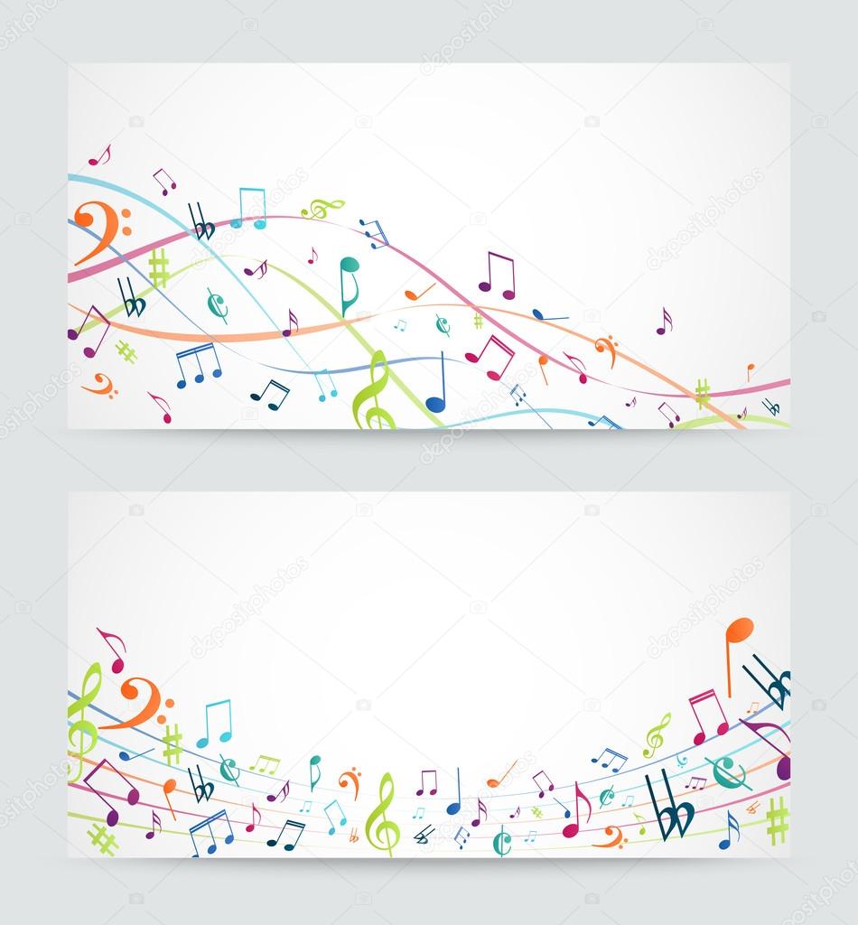 Colorful music notes banner