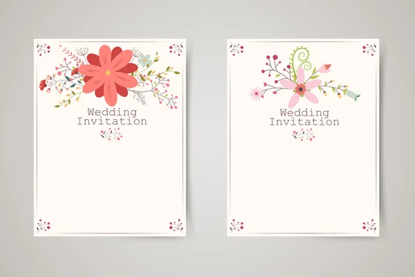 Bannières d'invitation belle fleur rétro — Image vectorielle