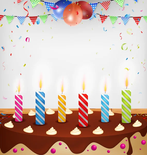 Birthday celebration with cake — Stock Vector