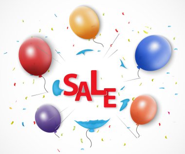 Shocked sale concept with burst balloon clipart