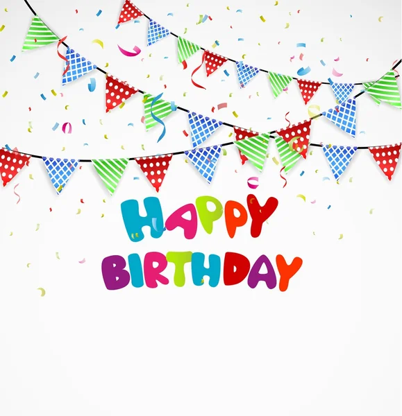 Compleanno banner con coriandoli — Vettoriale Stock