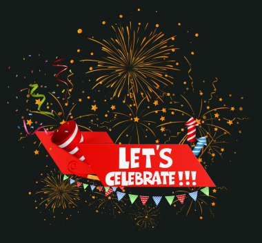 Şerit ve konfeti doğum günü kutlama arka plan