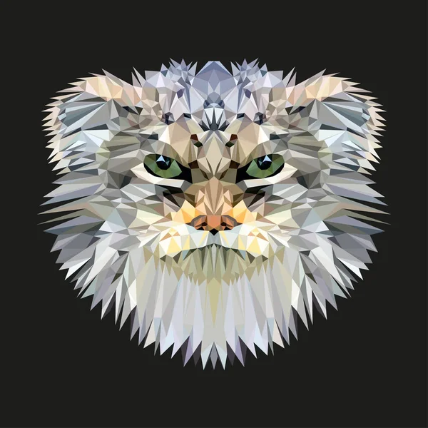 Pallas Cat Manul Low Poly Design Trojúhelníková Vektorová Ilustrace — Stockový vektor