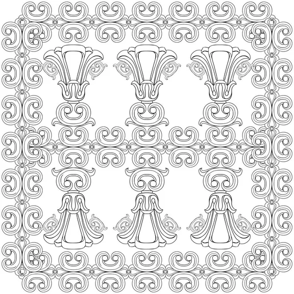 Black White Image Vintage Style Seamless Pattern Different Surfaces — ストックベクタ