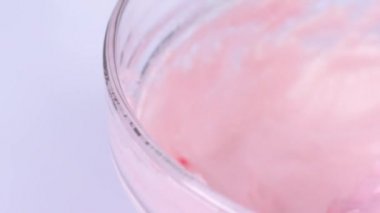 Pstry chef cooking cream. Pink cream pissed off with a whisk. Confectioner cooking pink cheese cream.