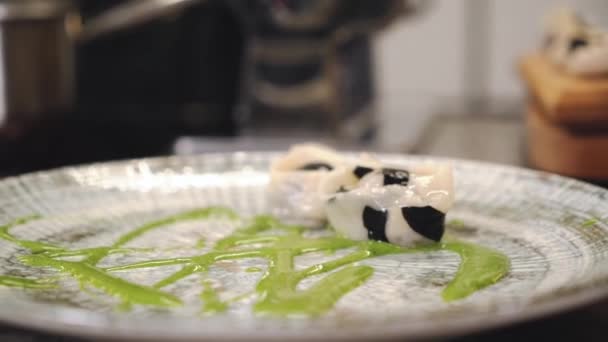 Handgemaakte Knoedels Chef Koken Dumplings Met Vlees Het Proces Van — Stockvideo