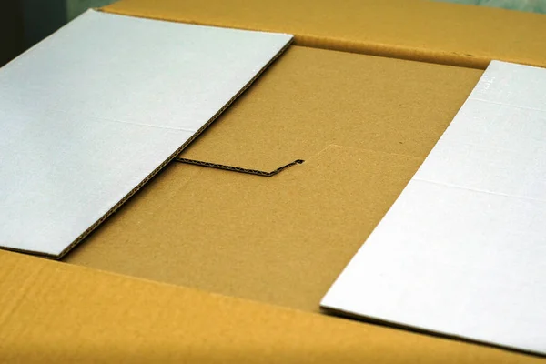 Semi Open Cardboard Box Close Concept Shopping Goods Sale High — Stock Photo, Image
