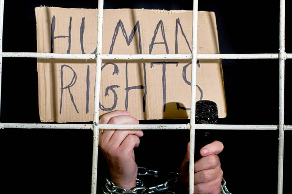 Concepto Derechos Humanos Libertad Expresión Manos Encadenadas Con Una Cadena —  Fotos de Stock