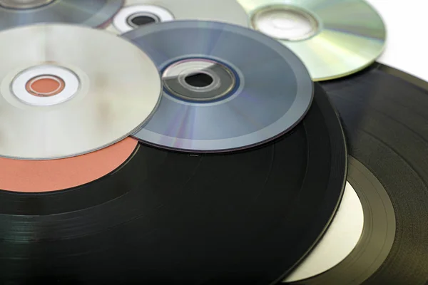 Vinyl Discs Cds White Surface Concept Storage Information Progress High — Stock Photo, Image