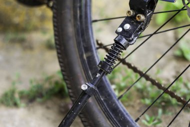 footrest for bike support during parking close-up. High quality photo