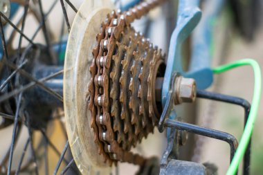 driving sprockets of the rear wheel of a road bike close-up. High quality photo