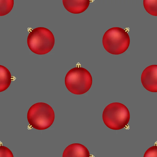 Julpynt, bollar, sömlös mönster på grå bakgrund — Stock vektor