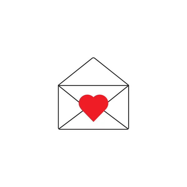 Конверт с изображением буквы любви с красным акцентом — стоковый вектор