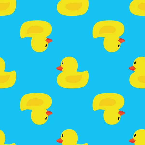 Pato Amarillo Goma Sobre Fondo Azul Ilustración Vectorial Patrón Sin — Archivo Imágenes Vectoriales