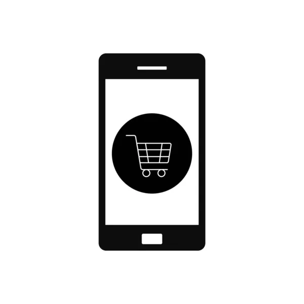 Ilustración Compras Línea Utilizando Teléfono Celular Móvil Con Gráfico Conceptual — Vector de stock