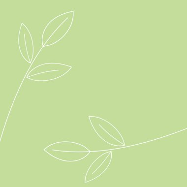 Soyut yaprak çiçekli arkaplan kopyalama alanı. Yeşil üzerine beyaz çizgi