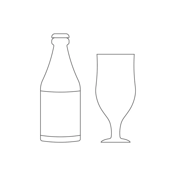 벨 기엔 맥주의 상징인 병 과 잔 — 스톡 벡터