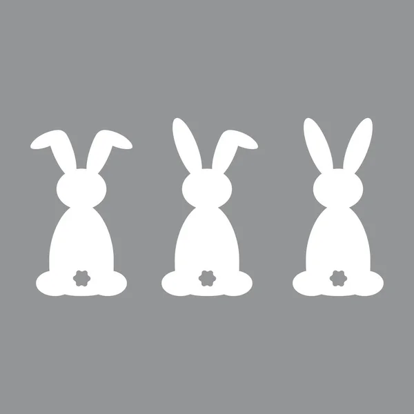 Conejo o conejos Silueta conjunto sobre fondo gris — Vector de stock
