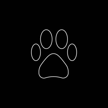 köpek patisi simgesi çizgisi, vektör çizimi siyah üzerine izole edildi