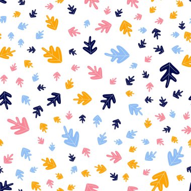 Soyut sonbahar ya da yaz yapraklı kusursuz orman deseni. Arka planda kal. Vektör duvar kağıdı. parlak