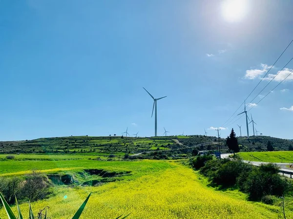 Wind turbine - renewable energy source in the meadow