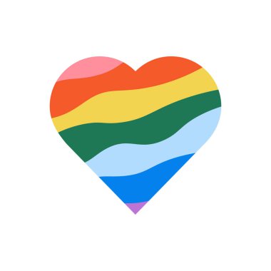 Gökkuşağı kalbinin vektör simgesi, lgbt topluluk simgesi