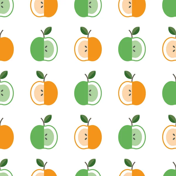 Fondo de Apple. Ilustración vectorial. Patrón de frutas textiles amarillas y verdes. — Vector de stock