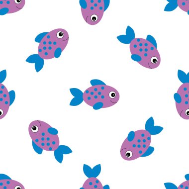 Vektör akvaryum balığı illüstrasyonu. Tasarımın için renkli karikatür düz akvaryum balığı. Kusursuz balık deseni. çocuk
