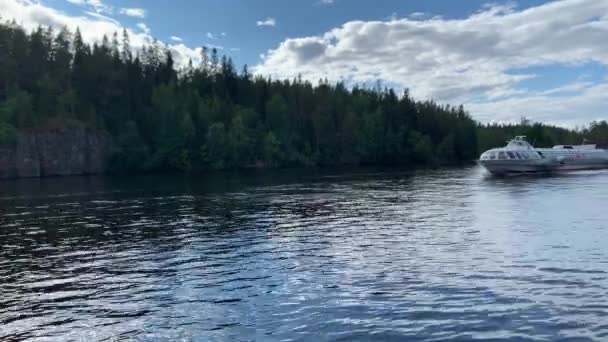 2021 Rússia Lago Ladoga Valaam Meteoro Hidrofoil Está Navegando Lago — Vídeo de Stock