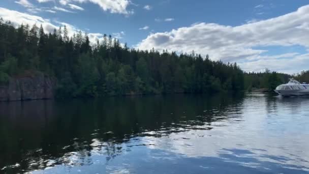Rússia Ladoga Lago Valaam Meteoro Hidrofoil Está Navegando Lago Onega — Vídeo de Stock