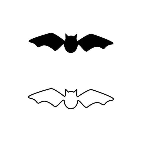 Conjunto Silhueta Morcego Modelo Imprimível Ícone Morcego Isolado Branco Ilustração — Vetor de Stock