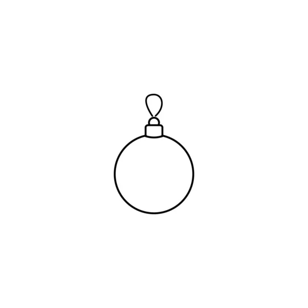 Illustration vectorielle, boule de décoration de Noël isolée avec une boucle pour accrocher en couleurs noir et blanc, dessin peint à la main contour — Image vectorielle