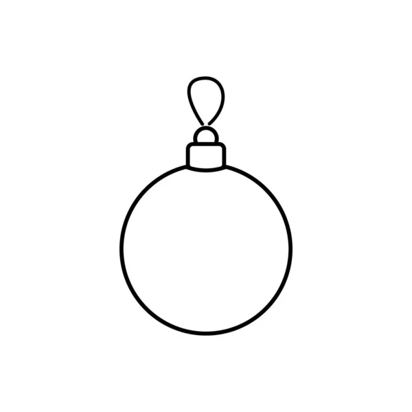 Illustration vectorielle, boule de décoration de Noël isolée avec une boucle pour accrocher en couleurs noir et blanc, dessin peint à la main contour — Image vectorielle