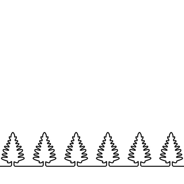 带有手绘装饰图解的贺卡模板 冬季森林 设计和装饰边杉树的背景 — 图库矢量图片