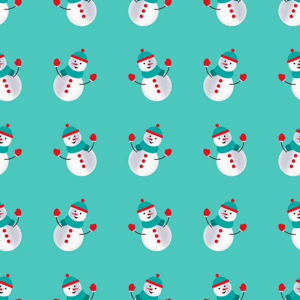 Απρόσκοπτη Χριστούγεννα μοτίβο με χαριτωμένο χιονάνθρωπο διάνυσμα — Διανυσματικό Αρχείο
