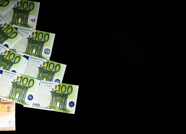 Európai Bankjegyekből Készült Karácsonyfa Zöld Színben Fekete Alapon Készpénz Karácsonyfa — Stock Fotó
