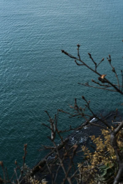 Vue Une Haute Falaise Mer Turquoise Bleu Clair Récifs Coralliens — Photo