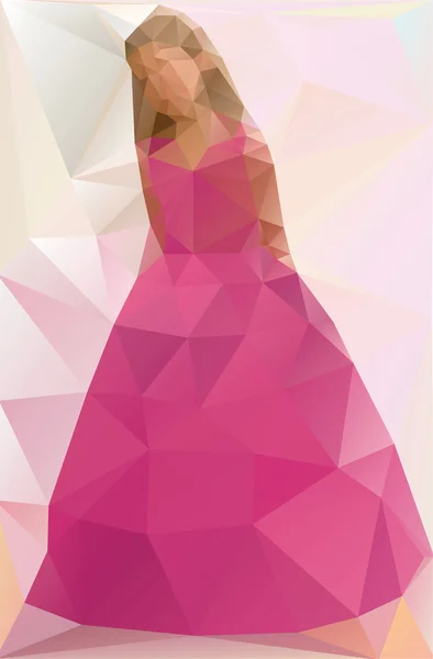 Ilustração vetorial de uma menina em um vestido. Estilo triângulo — Vetor de Stock